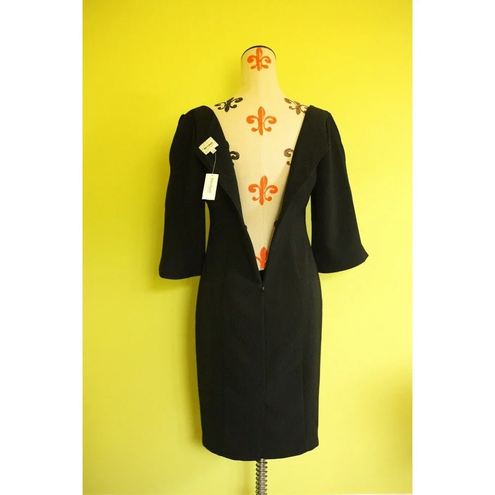 NWT BEYOND Ashley Graham Sz 6 Womens Split Sleeve Sweetheart Sheath Dress Black - Picture 6 of 12